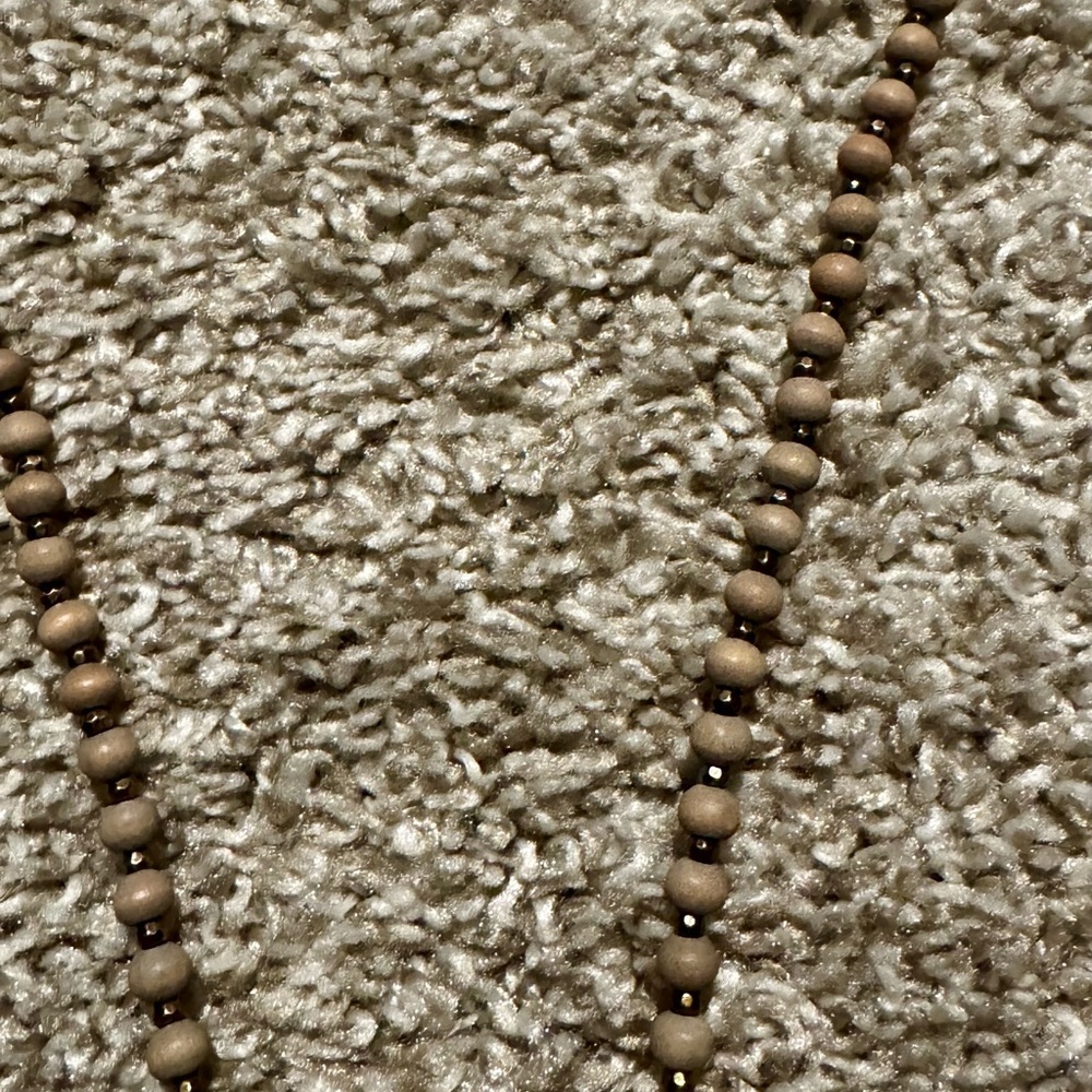 Natural Stone Pendant Necklace with Taupe Beaded Chain – Boho Neutral Statement - Picture 5 of 5
